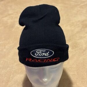 Vintage Ford Racing Nacsar Beanie Hat Officially Licensed Black 1990's -2000's